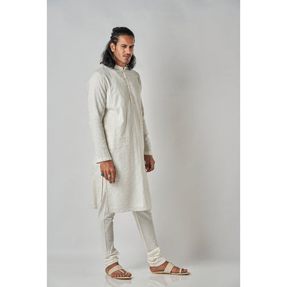 Bubber Blu Bradford Textured Off White Kurta