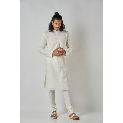 Bubber Blu Bradford Textured Off White Kurta