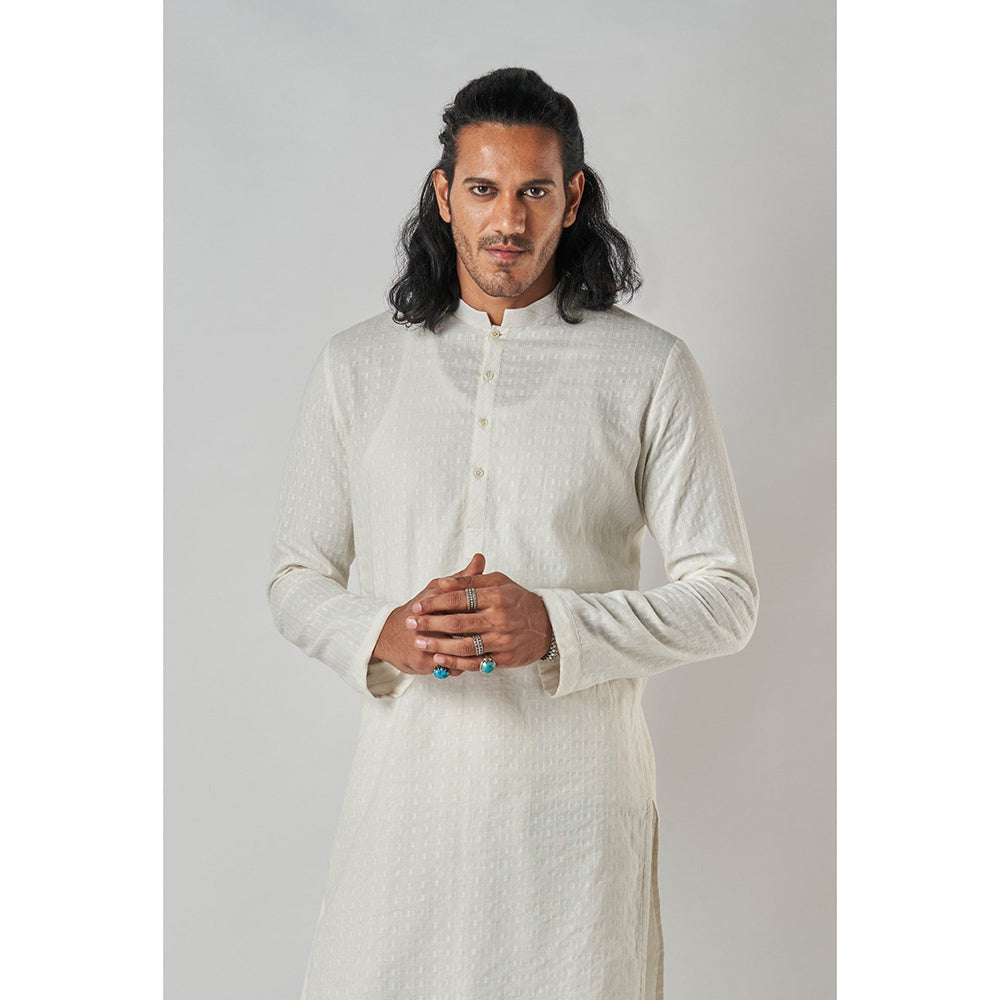Bubber Blu Bradford Textured Off White Kurta