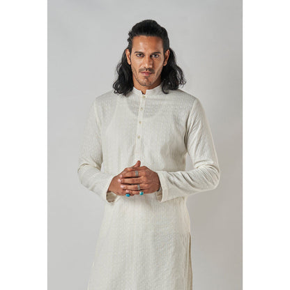 Bubber Blu Bradford Textured Off White Kurta