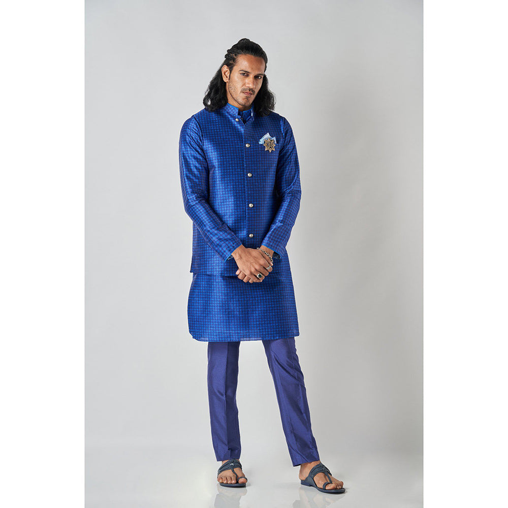 Bubber Blu Blueton Indigo Helm Bandhi Navy Blue Nehru Jacket