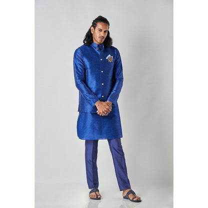 Bubber Blu Blueton Indigo Helm Bandhi Navy Blue Nehru Jacket