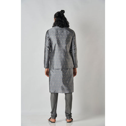 Bubber Blu Calico Clover Bandhi Grey Nehru Jacket