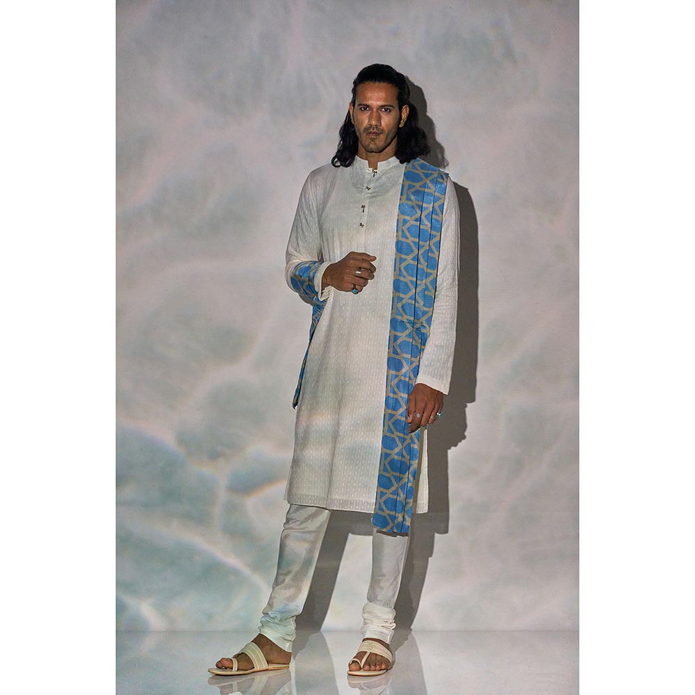 Bubber Blu Bradford Off White Woven Kurta