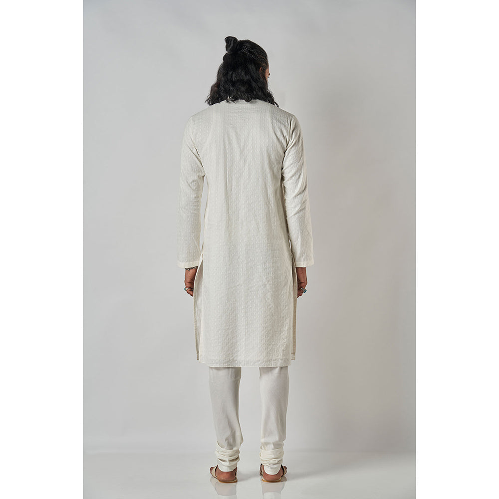 Bubber Blu Bradford Off White Woven Kurta