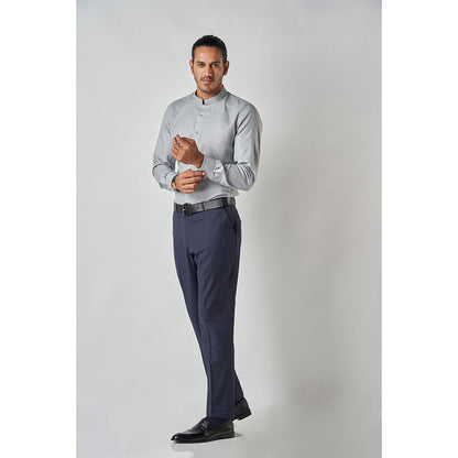 Bubber Blu Byron Steel Grey Chinese Collar Shirt