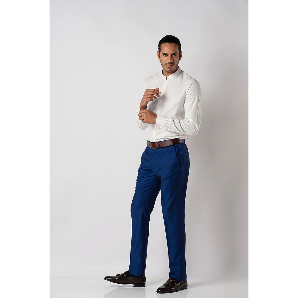 Bubber Blu Blanca Off White Chinese Collar Shirt