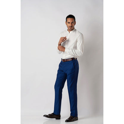 Bubber Blu Blanca Off White Chinese Collar Shirt