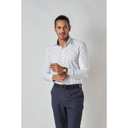 Bubber Blu Jonas White & Blue Bower Printed Shirt