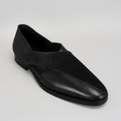 Bubber Couture Keith Black Italian Leather & Velvet Peshawari Sandals