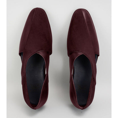 Bubber Couture Felix Burgundy Italian Leather & Velvet Peshawari Sandals