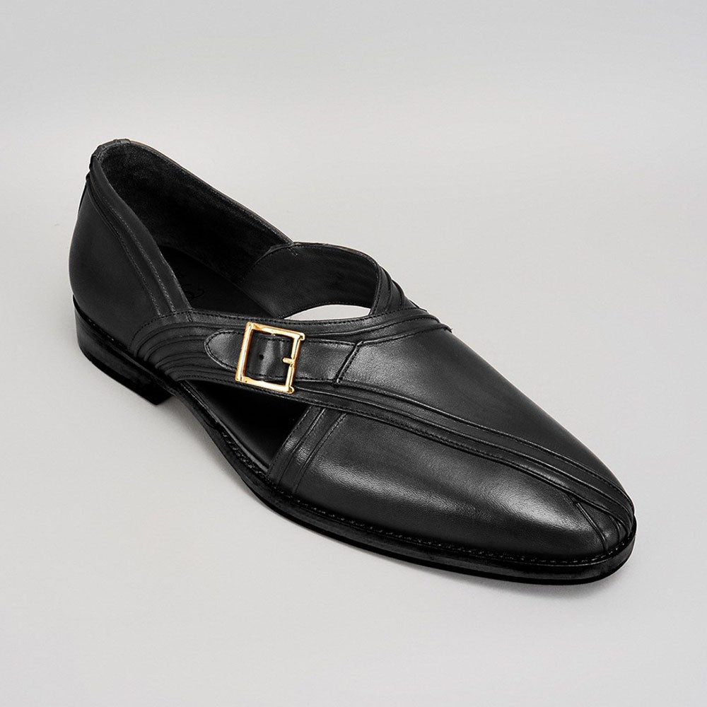 Bubber Couture Chester Grey Pintucked Italian Leather Peshawari Sandals
