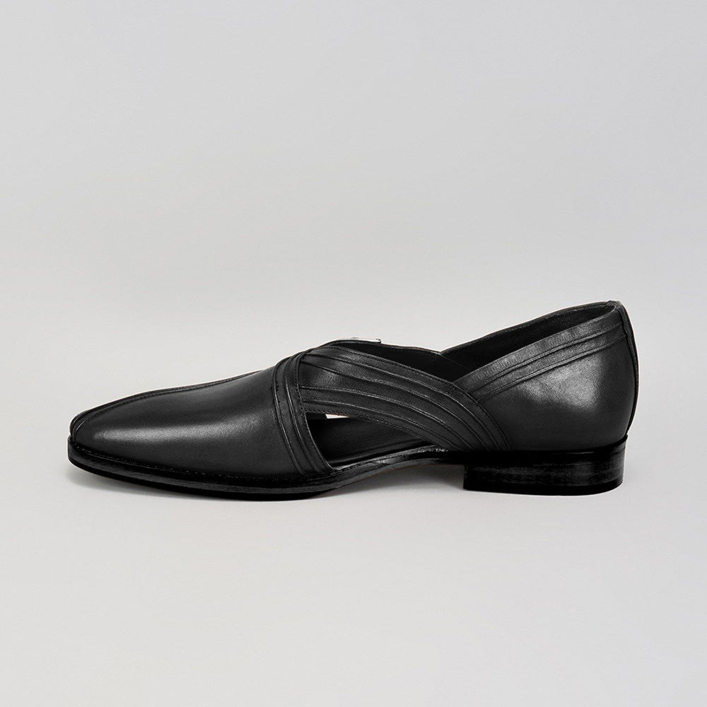 Bubber Couture Chester Grey Pintucked Italian Leather Peshawari Sandals