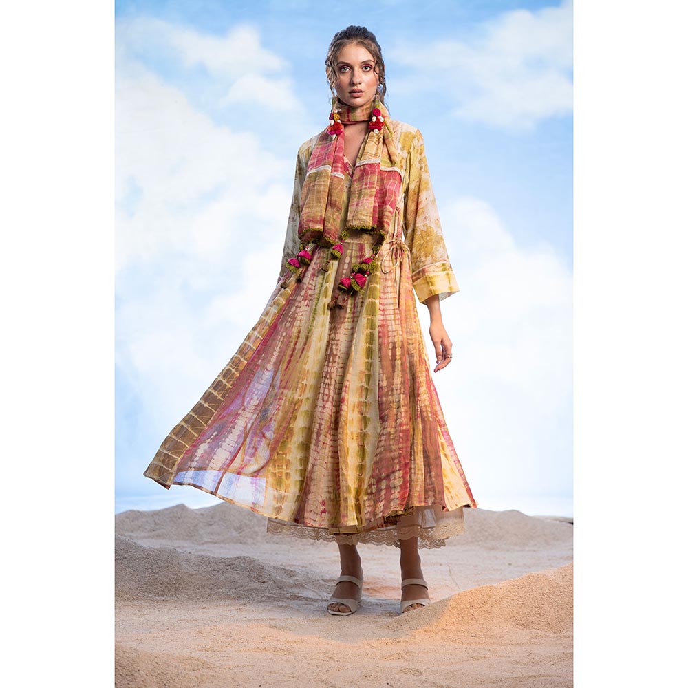 CAPISVIRLEO Overlap Kurta With Palazzo And Stole (Set of 3)
