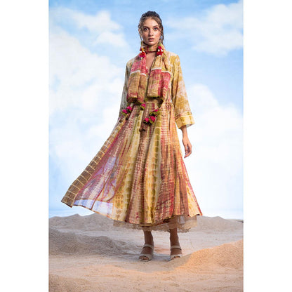 CAPISVIRLEO Overlap Kurta With Palazzo And Stole (Set of 3)
