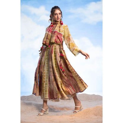 CAPISVIRLEO Overlap Kurta With Palazzo And Stole (Set of 3)