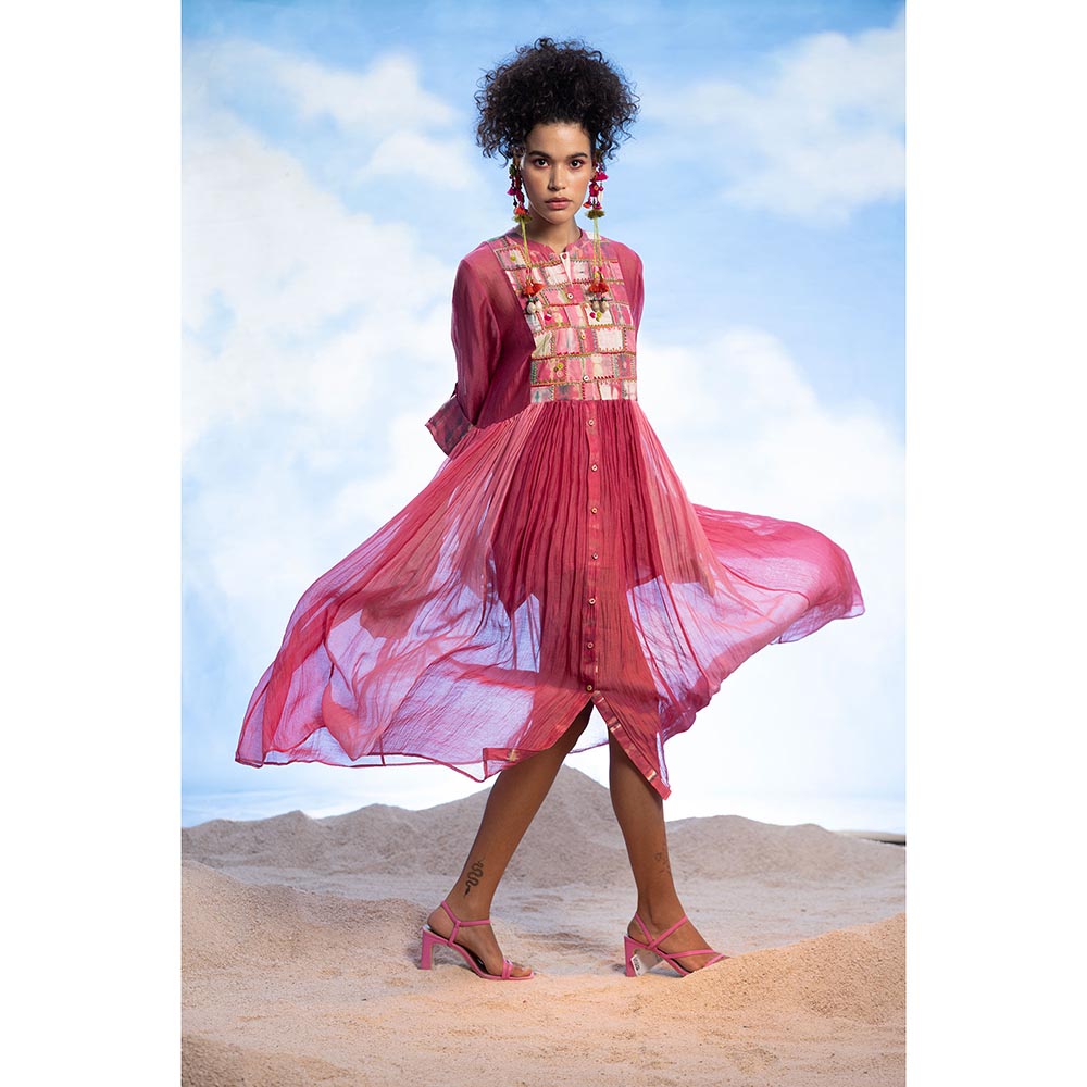 CAPISVIRLEO Embroidered Yoke Band Midi Dress with Inner (Set of 2)