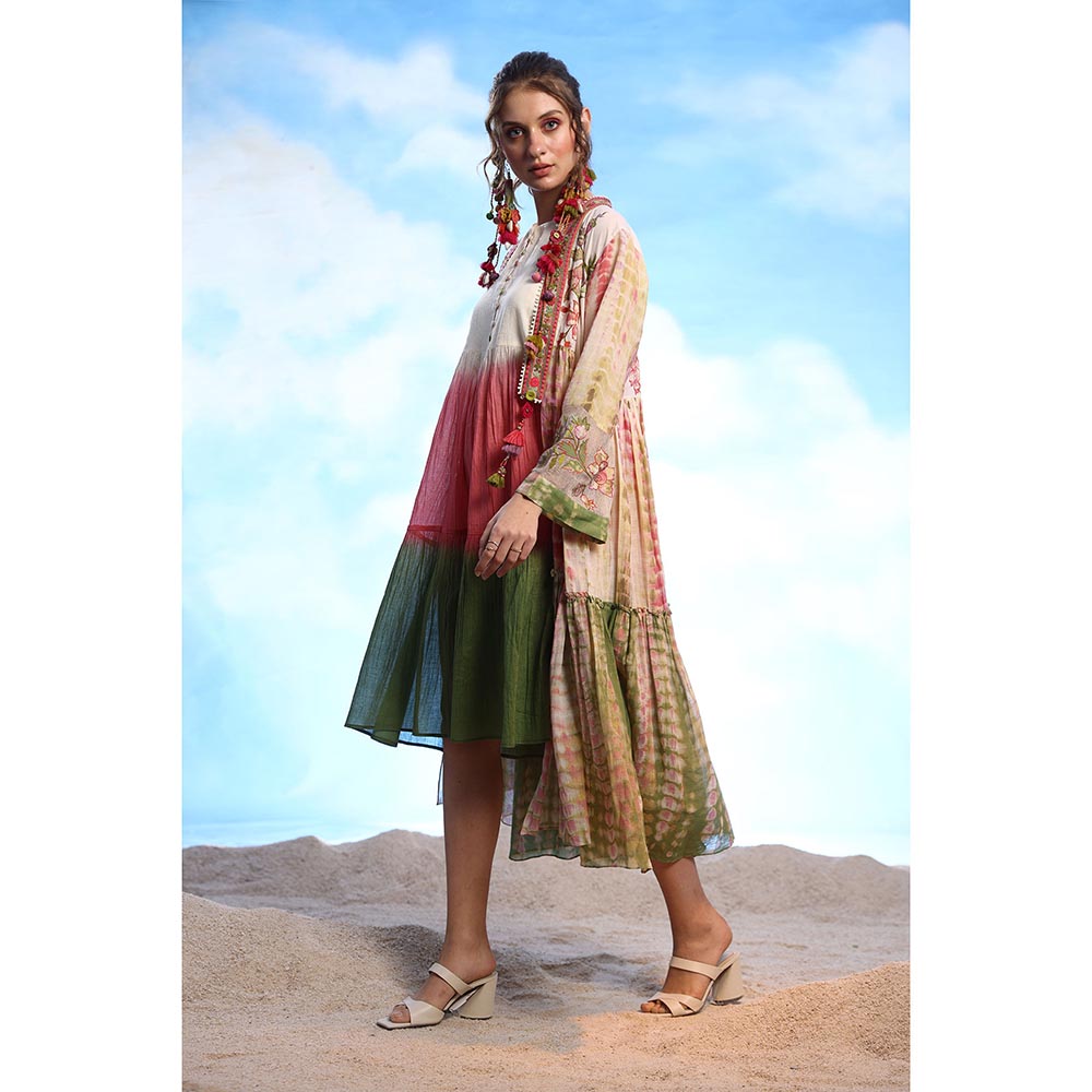 CAPISVIRLEO Embroidered Flare Jacket with Sleeveless Knee Length Dress (Set of 2)