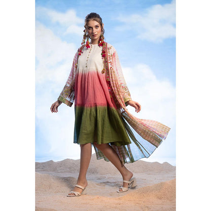 CAPISVIRLEO Embroidered Flare Jacket with Sleeveless Knee Length Dress (Set of 2)
