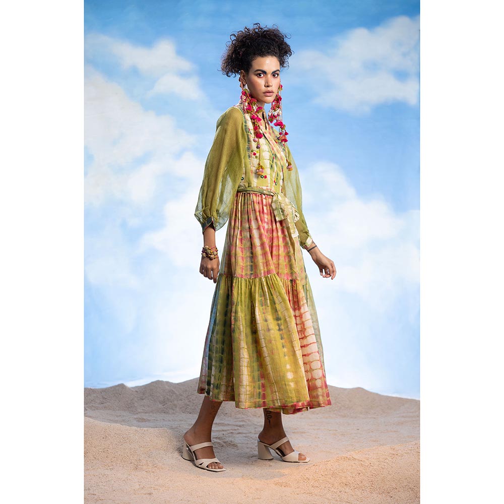 CAPISVIRLEO Embroidered Overlap Flare Panel Midi Dress (Set of 2)