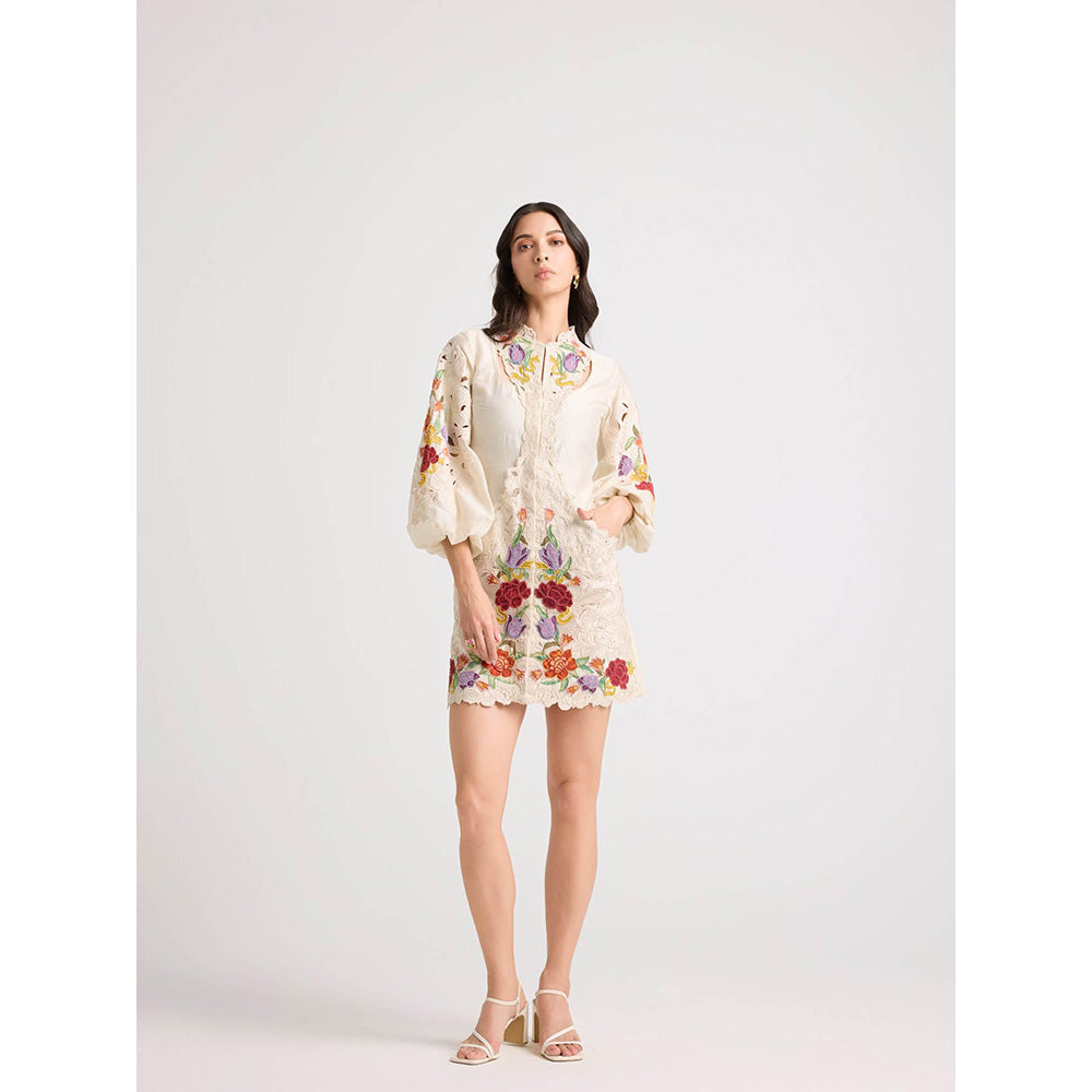 CHANDRIMA Ivory Cutout Detail Dress