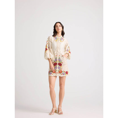 CHANDRIMA Ivory Cutout Detail Dress