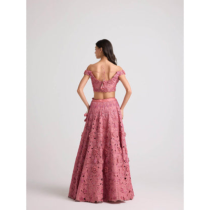 CHANDRIMA Blush 3D Floral Applique and Beadwork Blouse