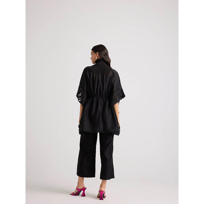CHANDRIMA Black Applique and Beadwork Pants