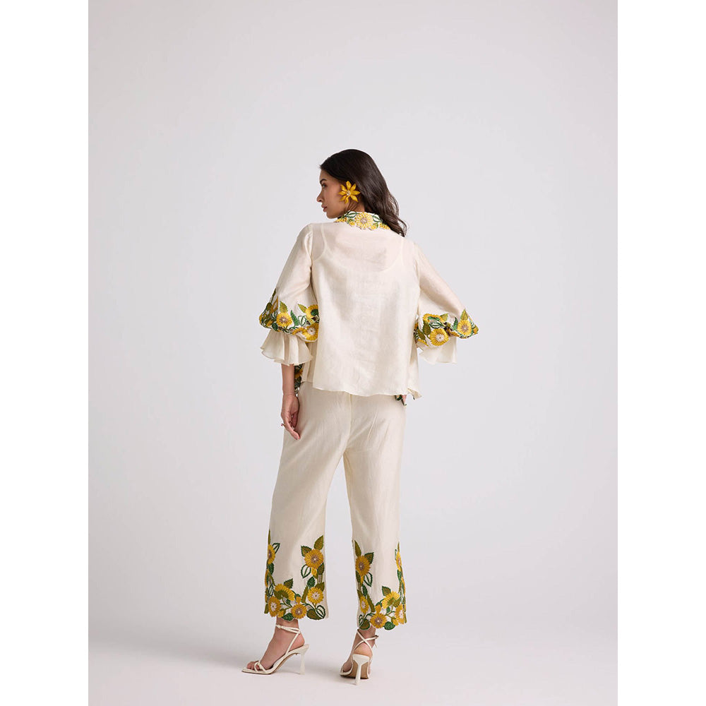 CHANDRIMA Ivory Sunflower Shirt