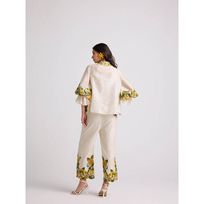 CHANDRIMA Ivory Sunflower Shirt