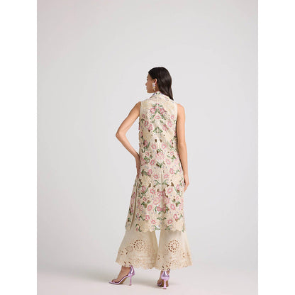 CHANDRIMA Ivory Tulip Cutwork Long Jacket