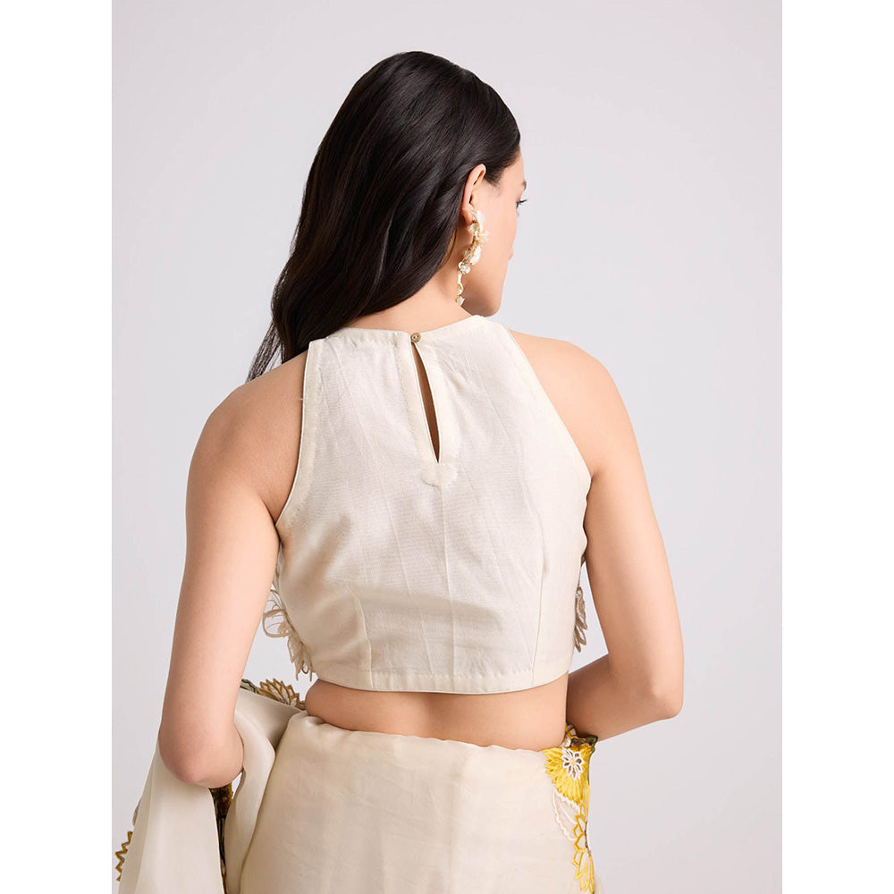 CHANDRIMA Ivory Daisy 3D Applique Crop Top