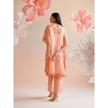 CHANDRIMA Apricot Multitoned Cutwork Kaftan