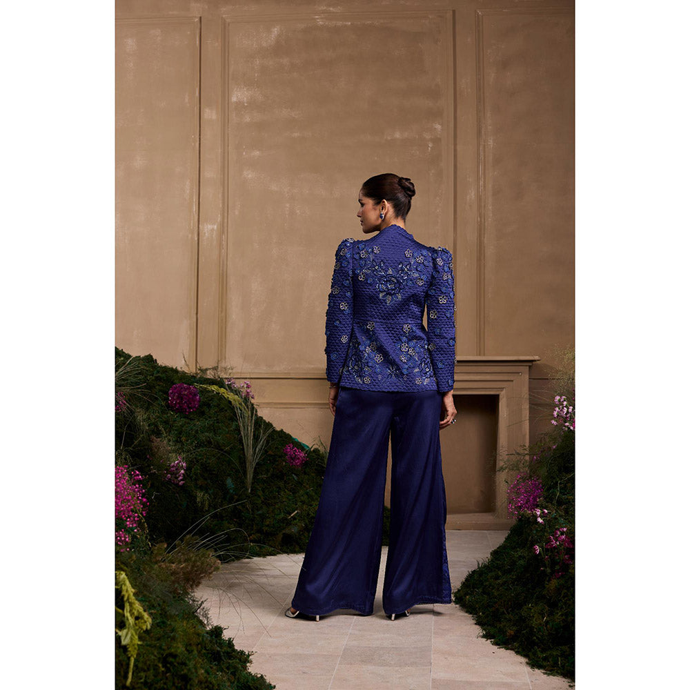 CHANDRIMA Navy Blue Wide Legged Palazzo
