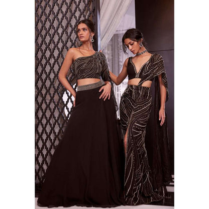 CHARU AND VASUNDHARA Ella Black Ethnic Skirt & Blouse (Set of 2)