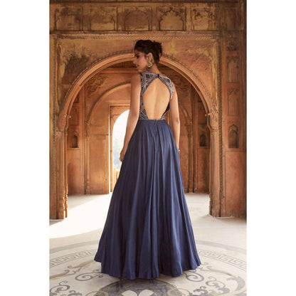 CHARU AND VASUNDHARA Navy Blue Gown