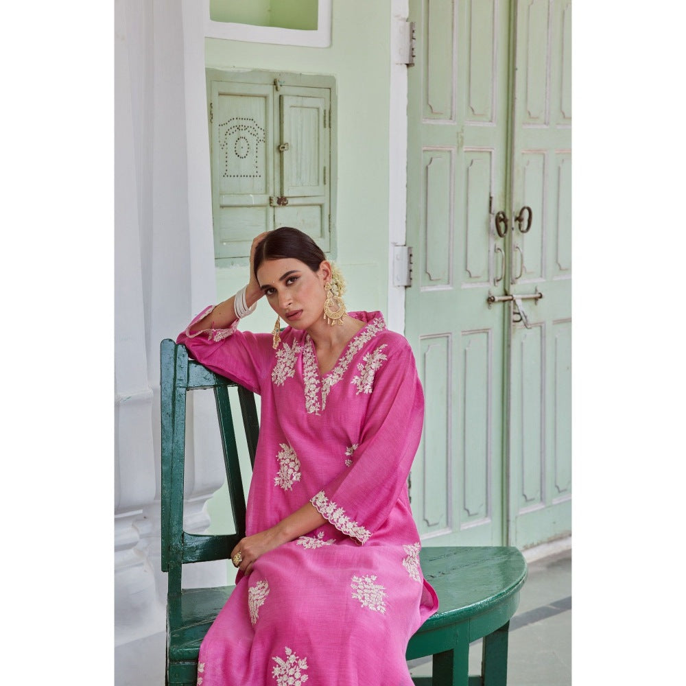CHARU MAKKAR Fuchsia Kurta with Palazzo (Set of 2)
