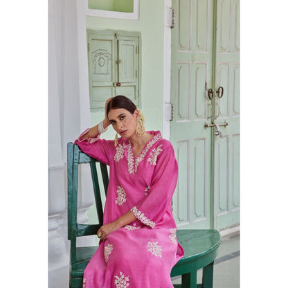 CHARU MAKKAR Fuchsia Kurta with Palazzo (Set of 2)