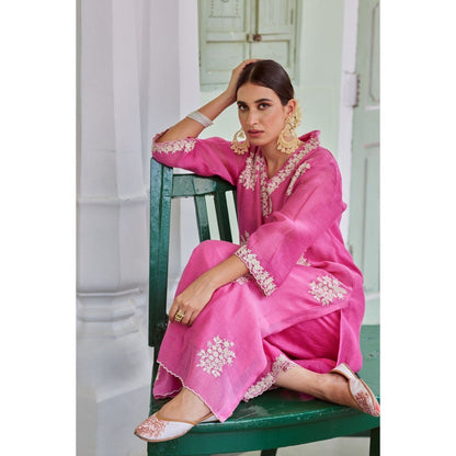 CHARU MAKKAR Fuchsia Kurta with Palazzo (Set of 2)