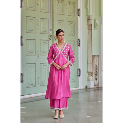 CHARU MAKKAR Fuchsia Kurta with Palazzo (Set of 2)