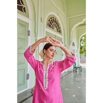 CHARU MAKKAR Fuchsia Kurta with Palazzo (Set of 2)