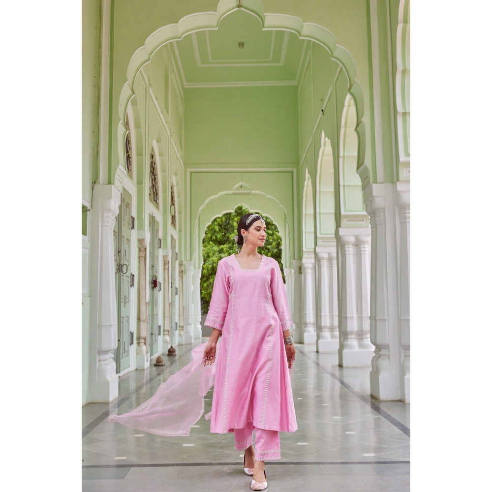 CHARU MAKKAR Light Pink Kurta with Palazzo (Set of 2)
