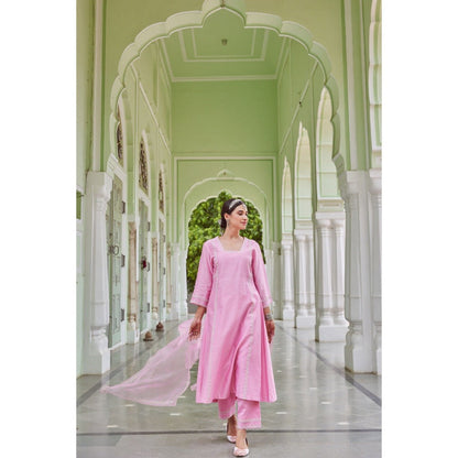 CHARU MAKKAR Light Pink Kurta with Palazzo (Set of 2)