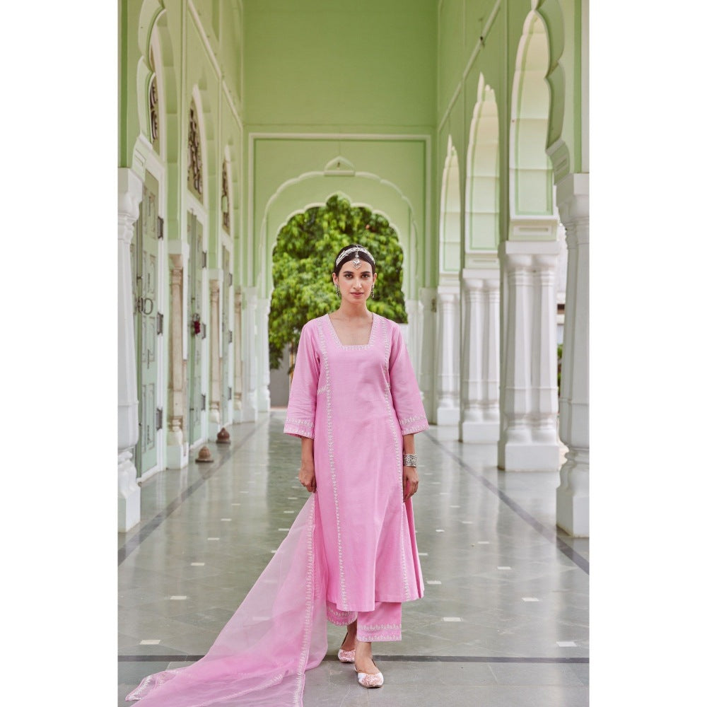 CHARU MAKKAR Light Pink Kurta with Palazzo (Set of 2)