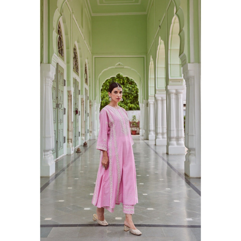 CHARU MAKKAR Light Pink Kurta with Palazzo (Set of 2)