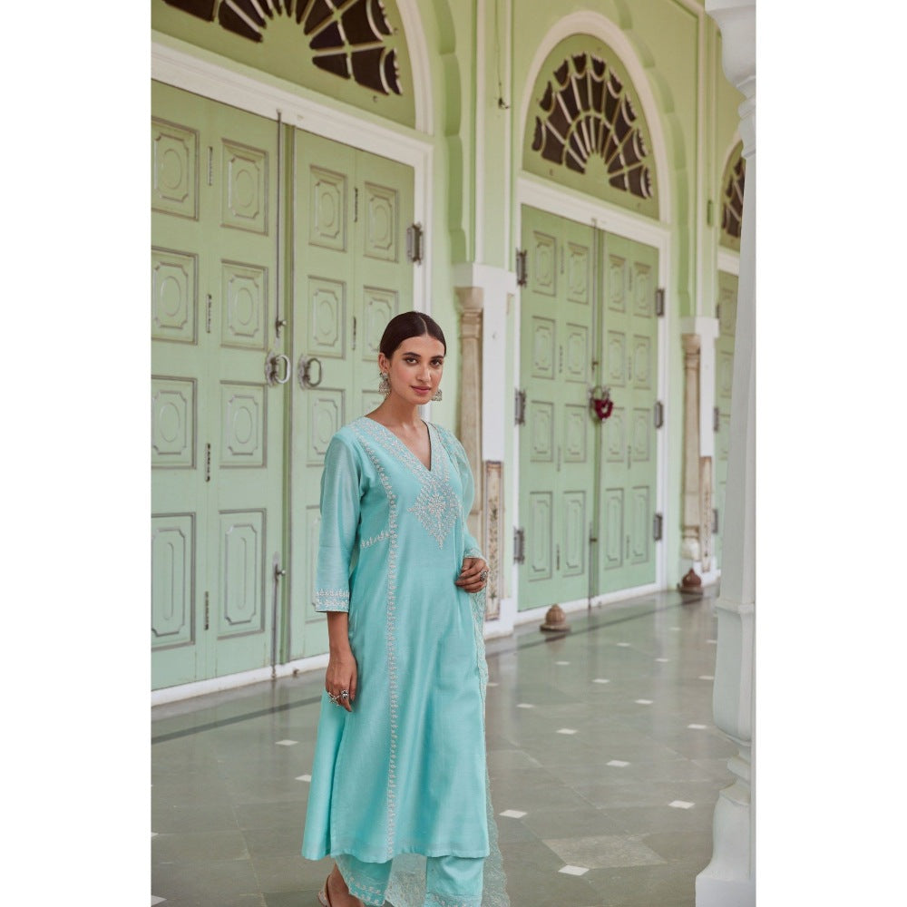 CHARU MAKKAR Blue Kurta with Palazzo (Set of 2)