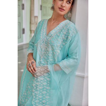 CHARU MAKKAR Blue Kurta with Palazzo (Set of 2)