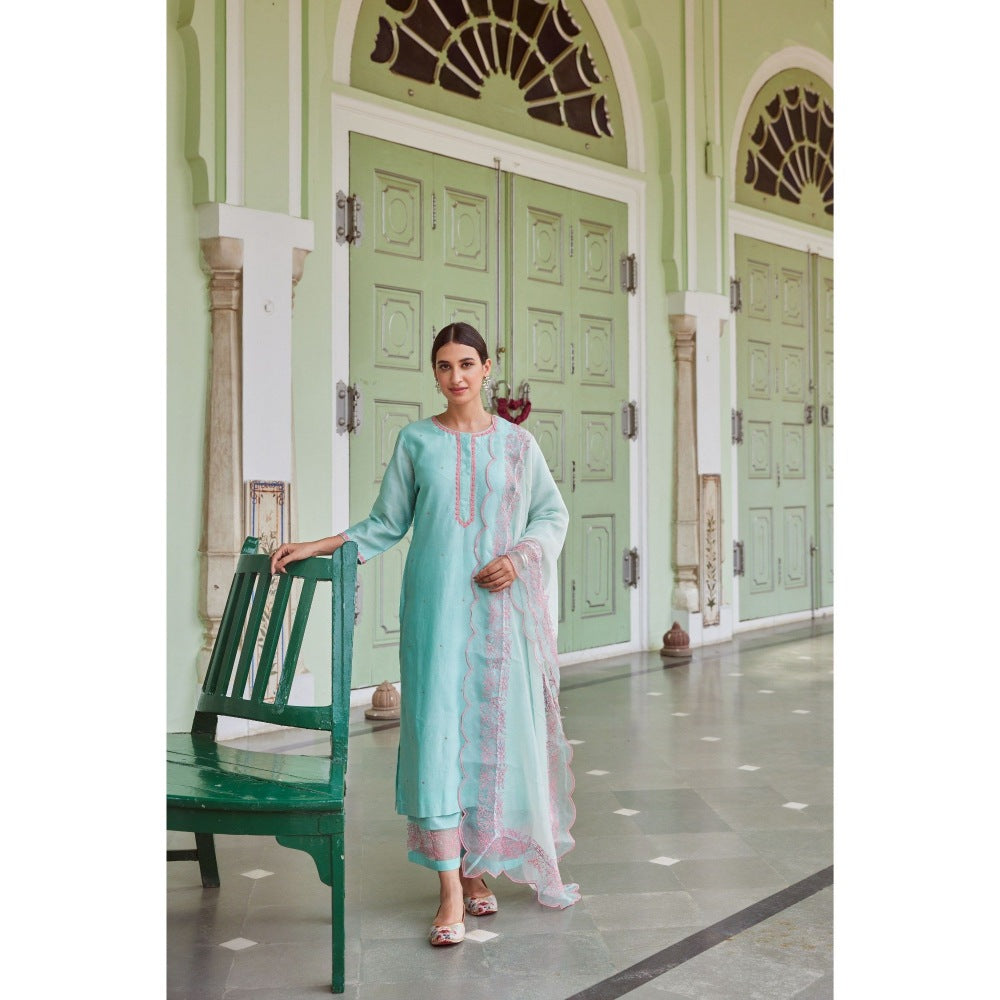 CHARU MAKKAR Blue Kurta with Palazzo (Set of 2)
