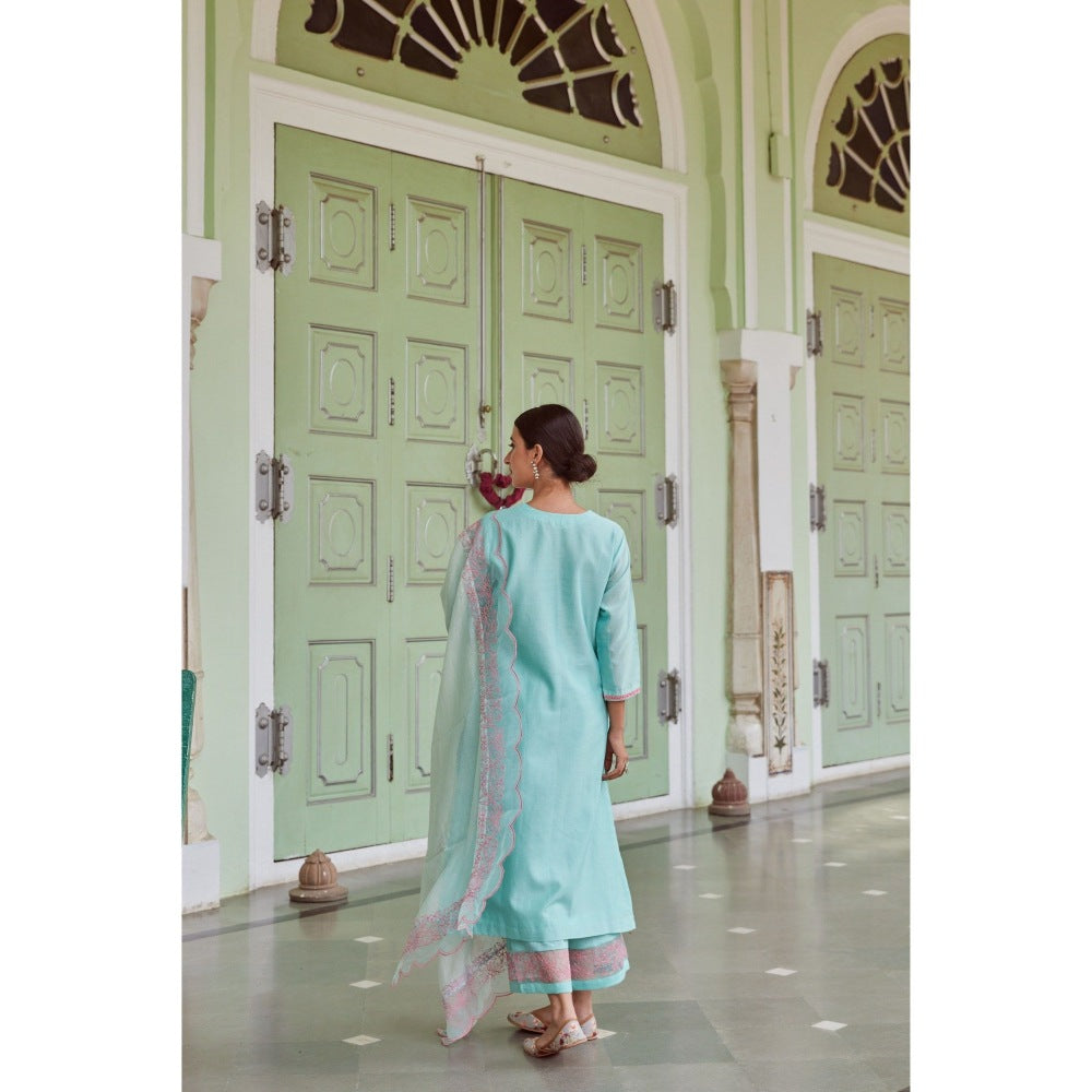 CHARU MAKKAR Blue Kurta with Palazzo (Set of 2)