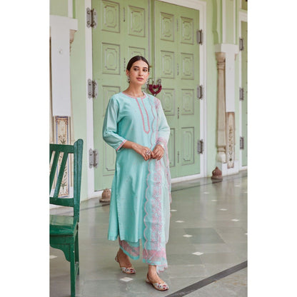CHARU MAKKAR Blue Kurta with Palazzo (Set of 2)